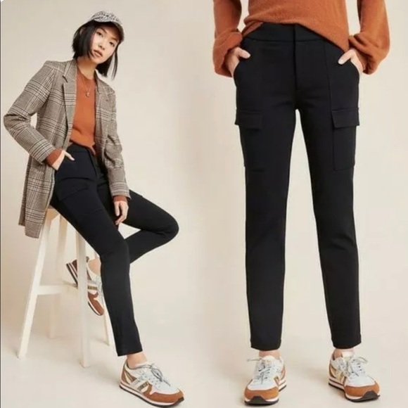 Anthropologie Pants - Anthropologie The Essential Slim Knit Cargo Pants ~ Black ~ 12 ~ Tailored